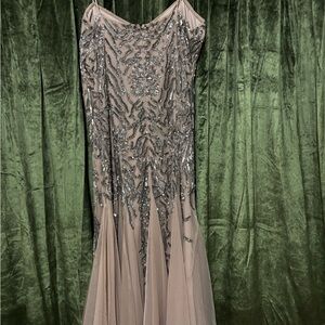 Gianni Bini Sequin Embellished Gown in Taupe